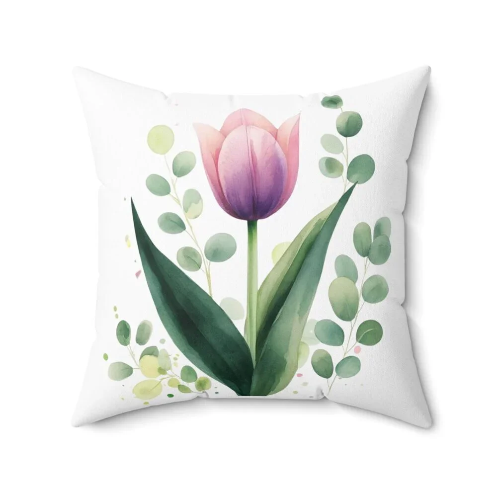 Modern Floral Square Pillow Cover: Soft Cushion for Living Room, Spring Decor